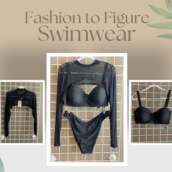 Fashion to Figure Underwire Bra with molded cups, mesh top & high leg pant. - Picture 1 of 7